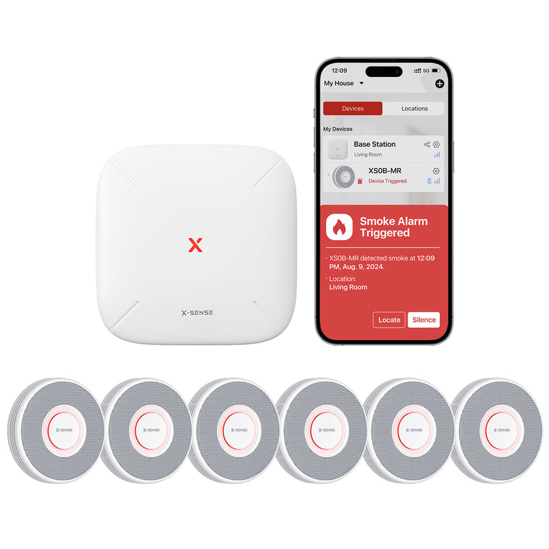 Smart Wireless Interconnected Smoke Detector with Voice Alerts, X-Sense XS0B-MR