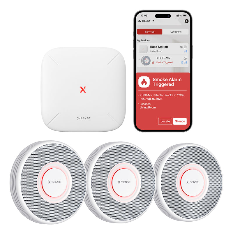 Smart Wireless Interconnected Smoke Detector with Voice Alerts, X-Sense XS0B-MR